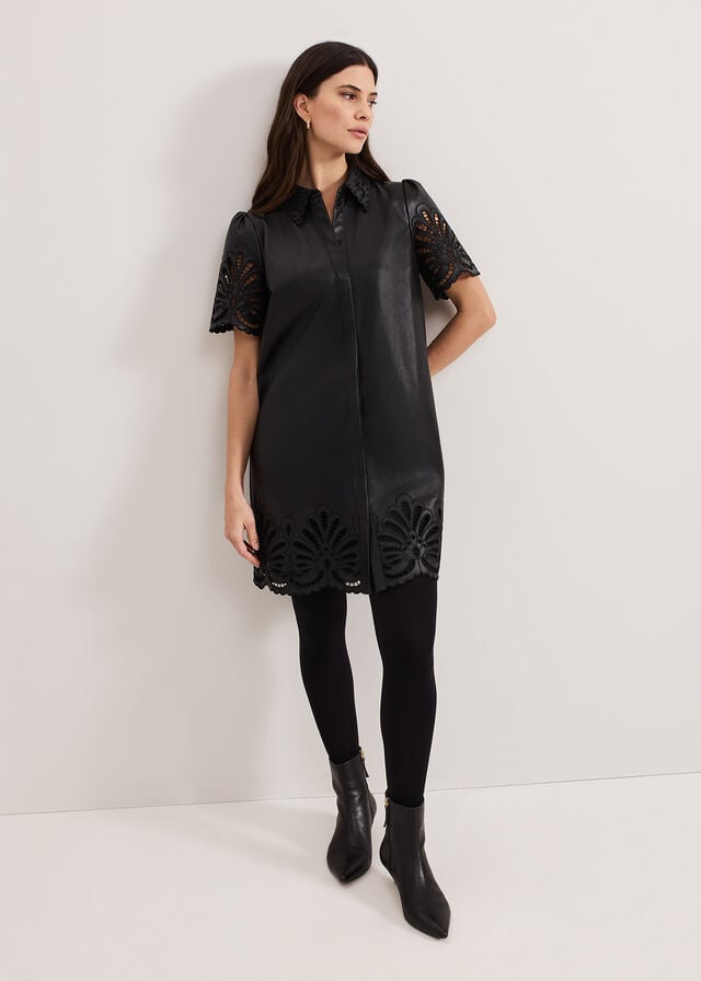 Black Phase Eight Cutwork Pu Dress | 1538COGDH