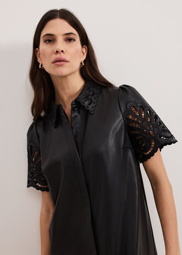 Black Phase Eight Cutwork Pu Dress | 1538COGDH
