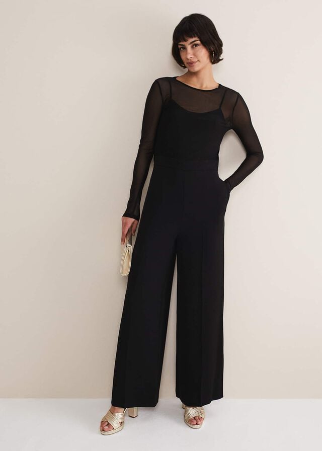 Black Phase Eight Eleena Mesh T Shirts | 4678WTBQD