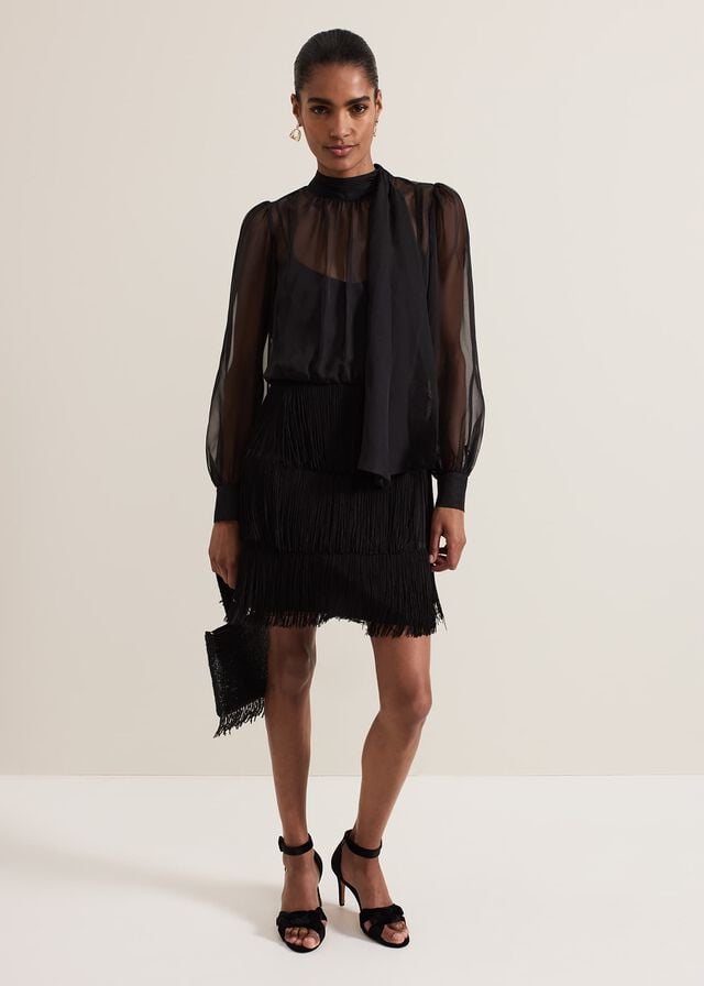 Black Phase Eight Felicity Fringe Dress | 6705HGUZI