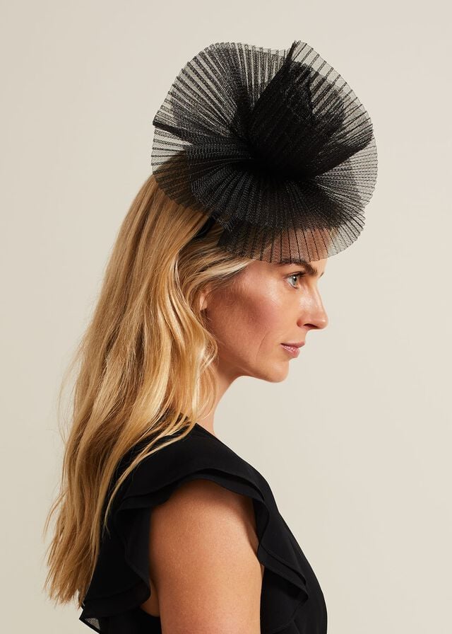 Black Phase Eight Freeform Flower Hats | 6915ZHMUP