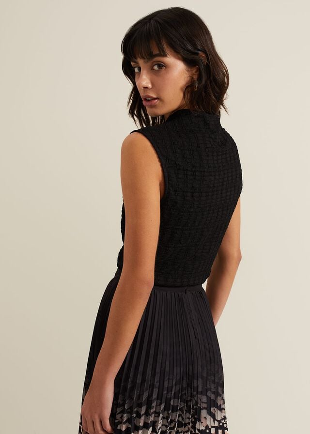 Black Phase Eight Haylee Sleeveless Texture T Shirts | 8913SPGXR