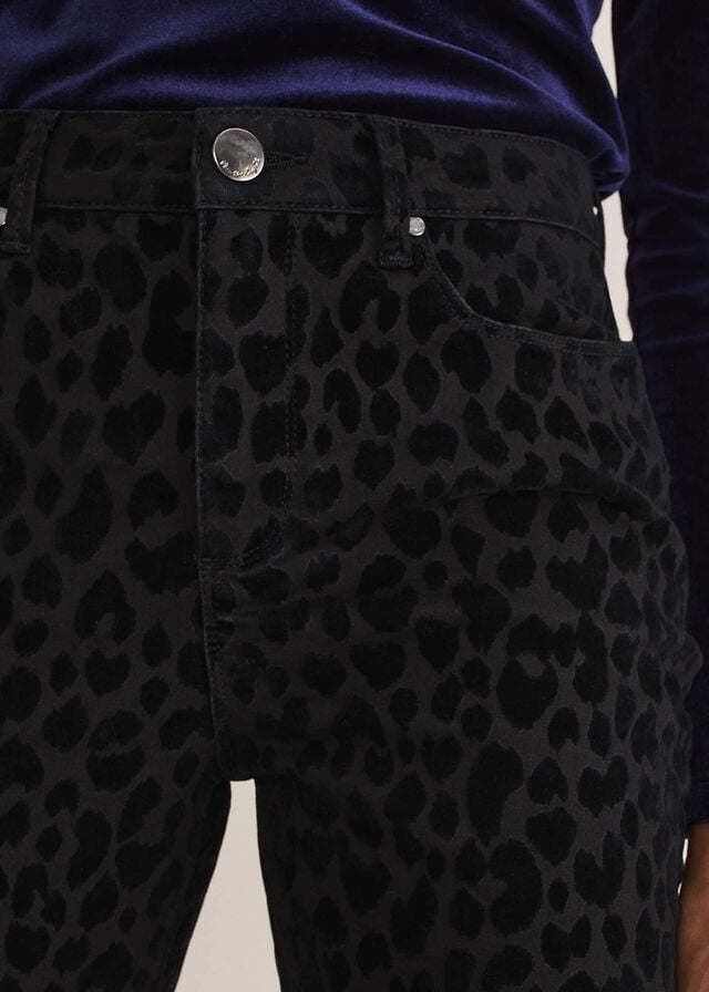 Black Phase Eight Jaimie Flocked Trousers | 8567MKZXG