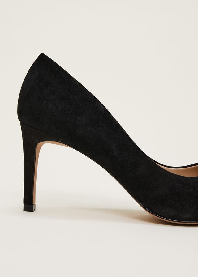 Black Phase Eight Jewel Front Bow Court Heels | 4057DZJNU