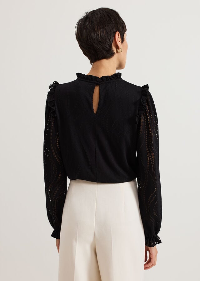 Black Phase Eight Jodie Swirl T Shirts | 6038HBZLN