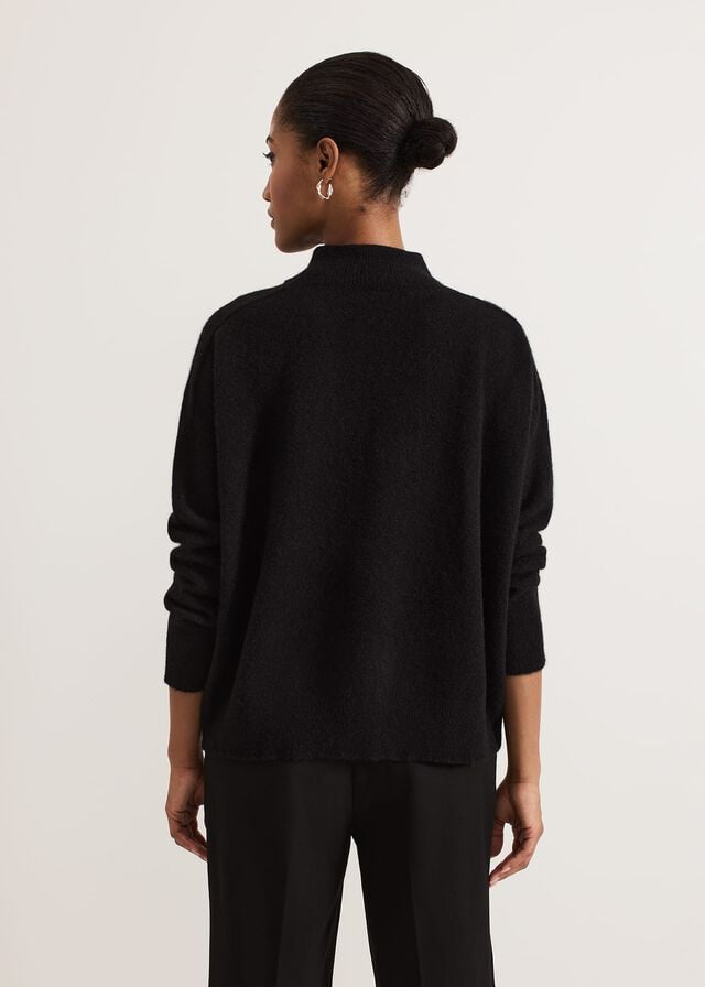 Black Phase Eight Jordan Alpaca Funnel Neck Knitwear | 5679QSDXB