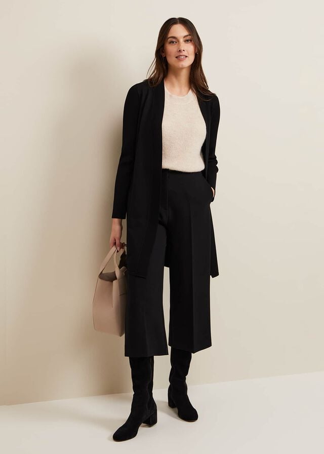 Black Phase Eight Lauren Longline Edge To Edge Knitwear | 4603GLKFT