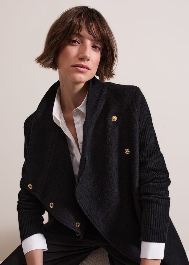Black Phase Eight Lea Popper Coats | 9150CSLJI