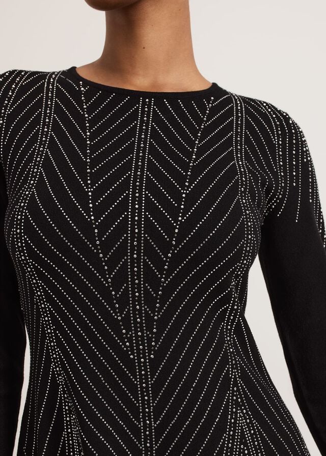 Black Phase Eight Lexie Studd Flippy Hem Dress | 3628SBQXD