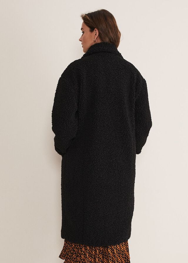 Black Phase Eight Libbie Longline Teddy Coats | 4078OPXKS