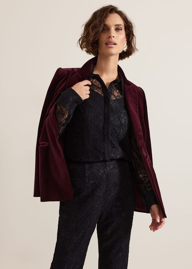 Black Phase Eight Livana Lace Shirts | 8374PULFV