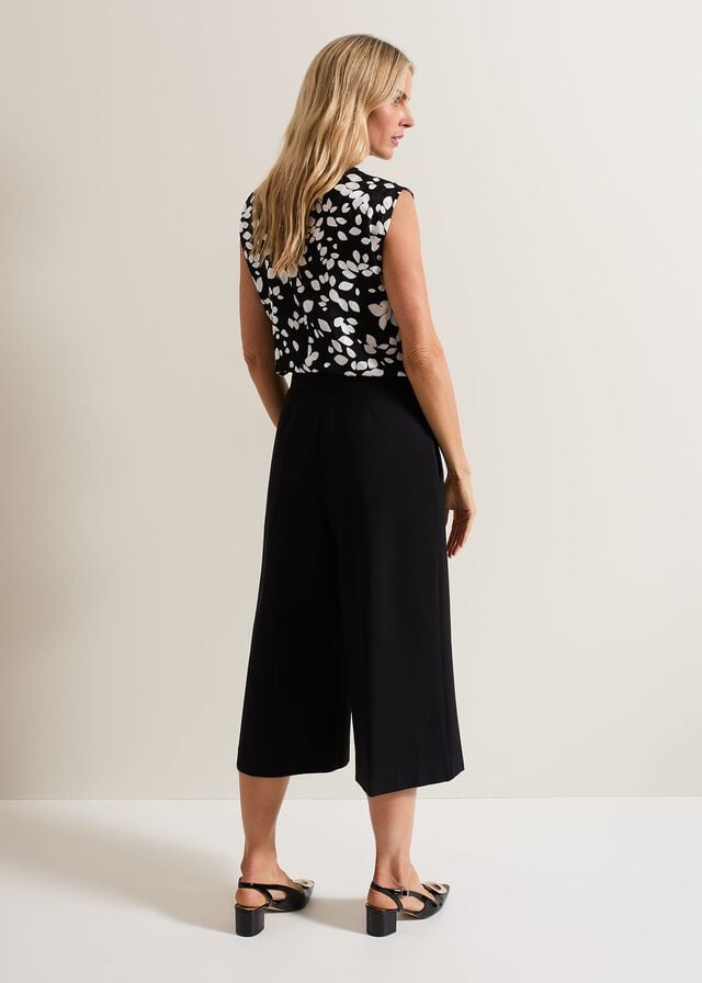 Black Phase Eight Lori Ponte Culottes Trousers | 7529TOMKA