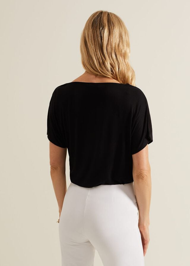 Black Phase Eight Lyra Woven Front Print T Shirts | 2074YLTFA
