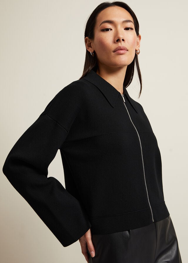 Black Phase Eight Maisie Zip Jackets | 4693SQPXM