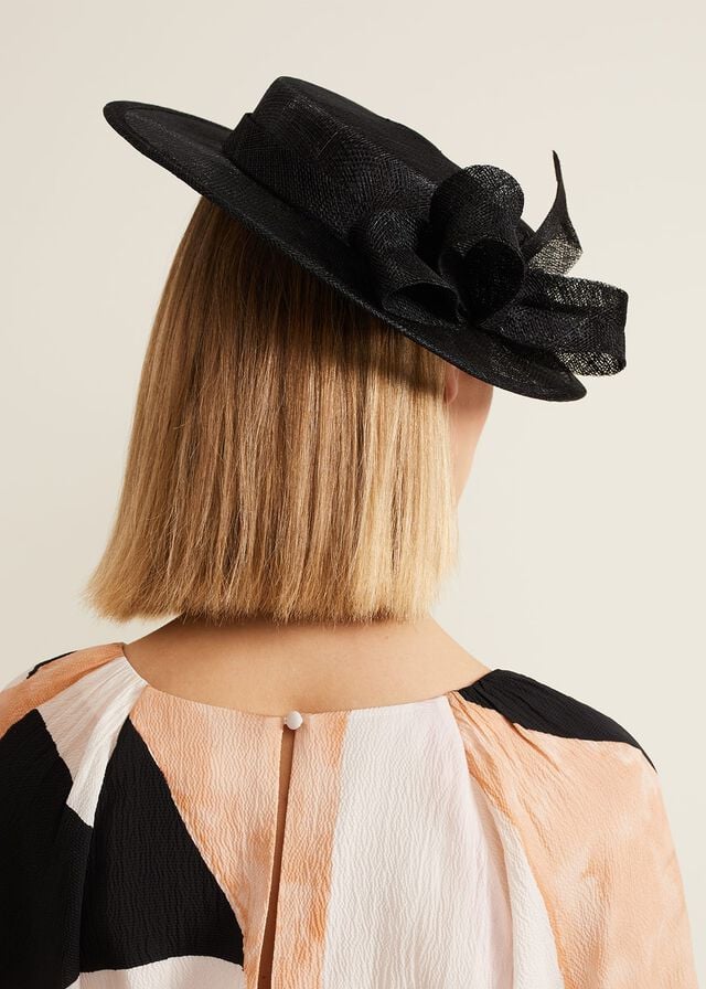 Black Phase Eight Mini Bow Boater Fascinator Hats | 7312WMDTU