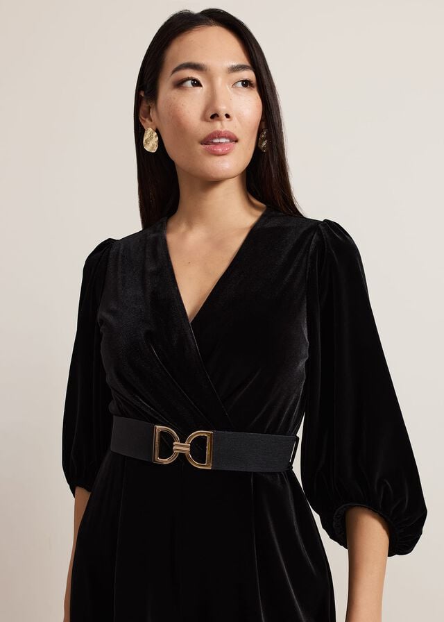 Black Phase Eight Myleen Velvet Jumpsuit | 6140VBEGF