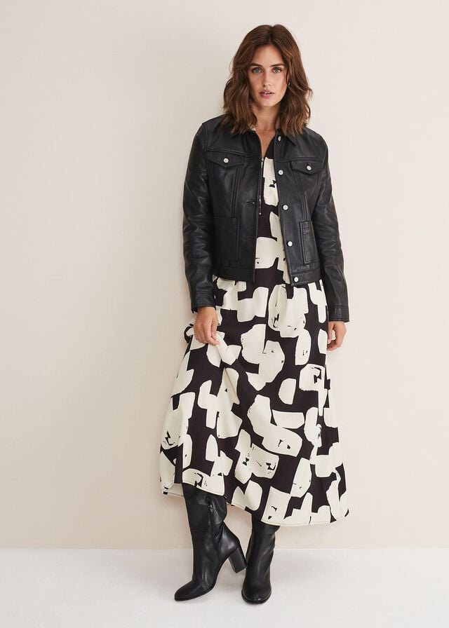 Black Phase Eight Myrtle Leather Jackets | 1539MKCNJ