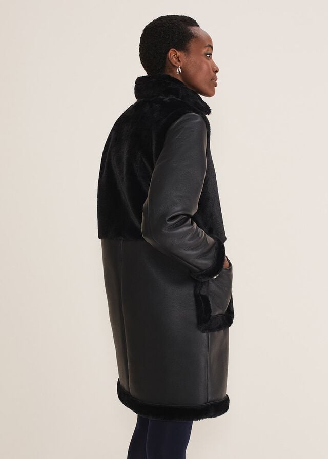 Black Phase Eight Nova Longline Aviator Coats | 6175BQCUX