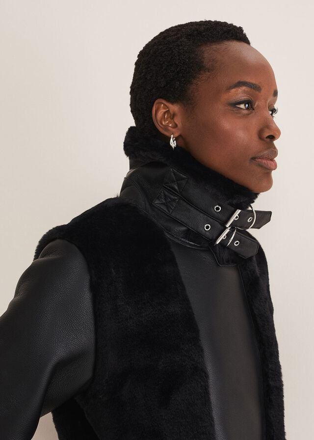 Black Phase Eight Nova Longline Aviator Coats | 6175BQCUX