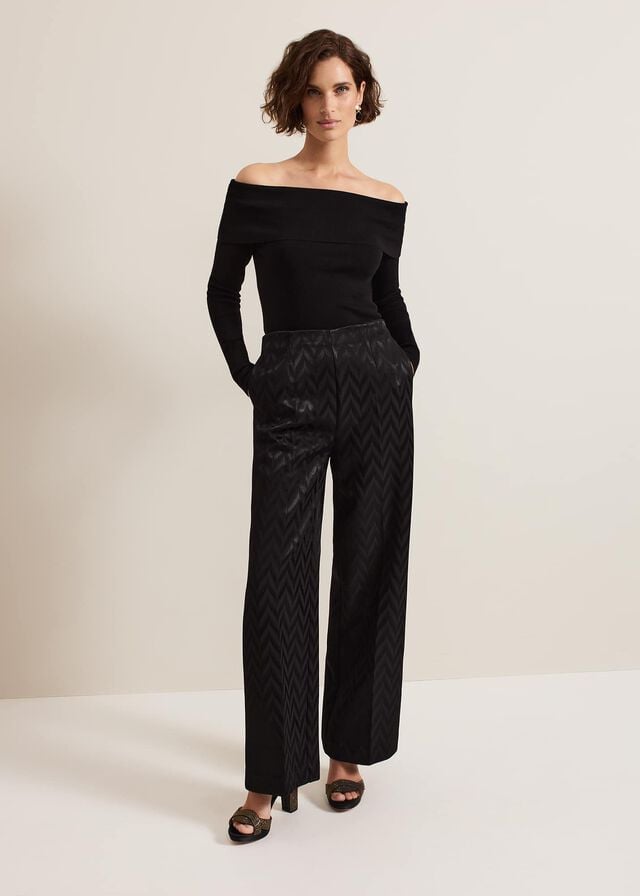 Black Phase Eight Nya Fine Bardot Knitwear | 6702ZTPQX