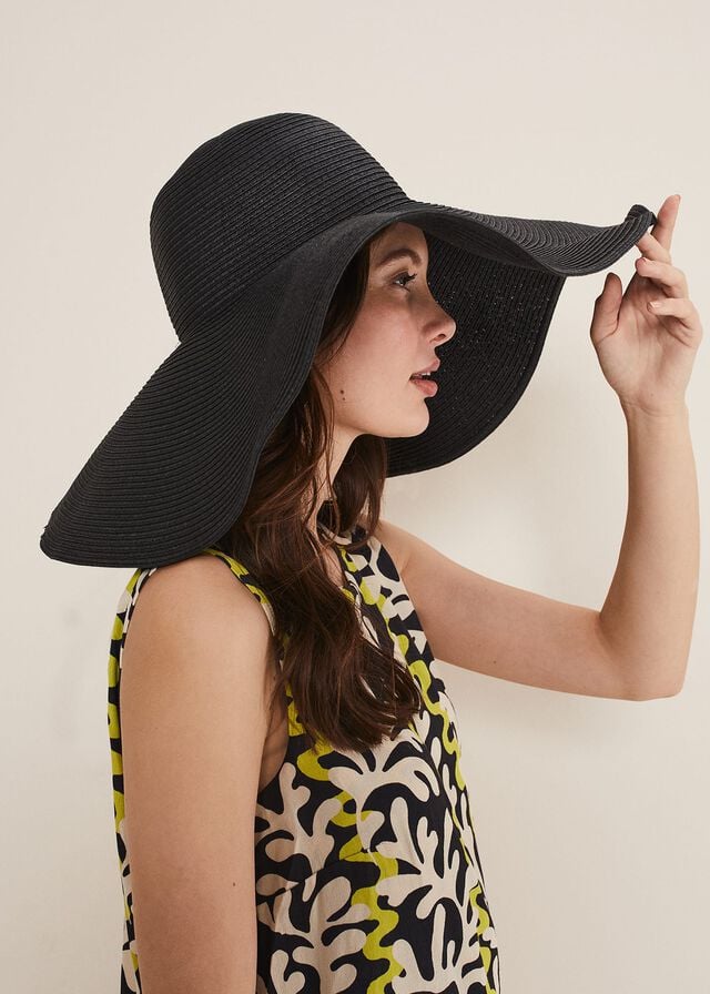 Black Phase Eight Oversized Straw Hats | 1389RQIYZ