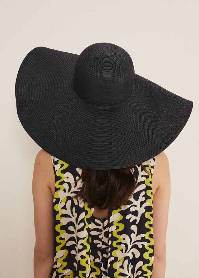 Black Phase Eight Oversized Straw Hats | 1389RQIYZ