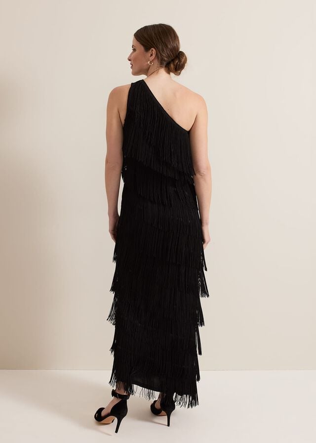 Black Phase Eight Petite Otto One Shoulder Dress | 5068CYNPQ