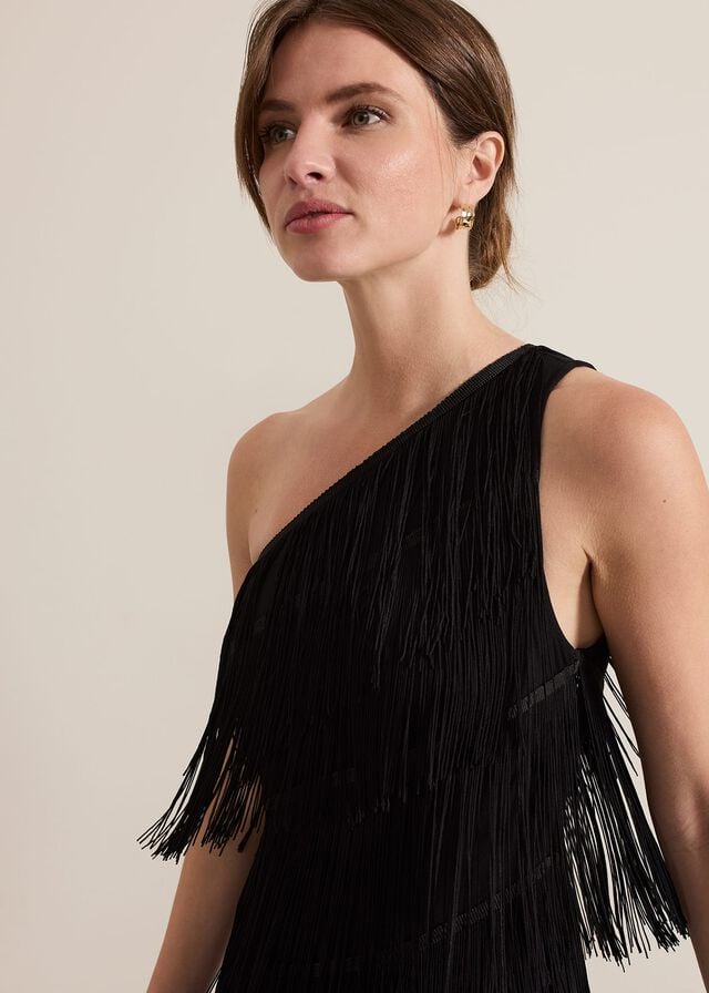 Black Phase Eight Petite Otto One Shoulder Dress | 5068CYNPQ