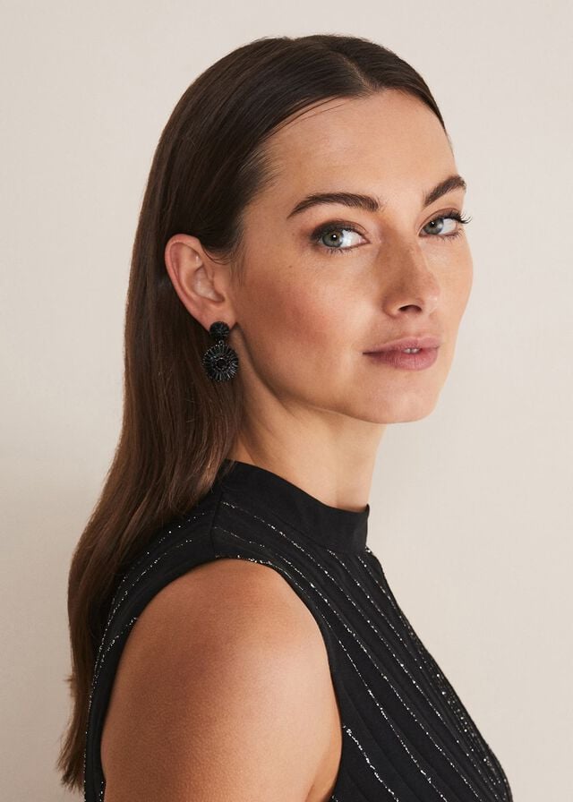 Black Phase Eight Round Stone Drop Jewellery | 4718YGSQT