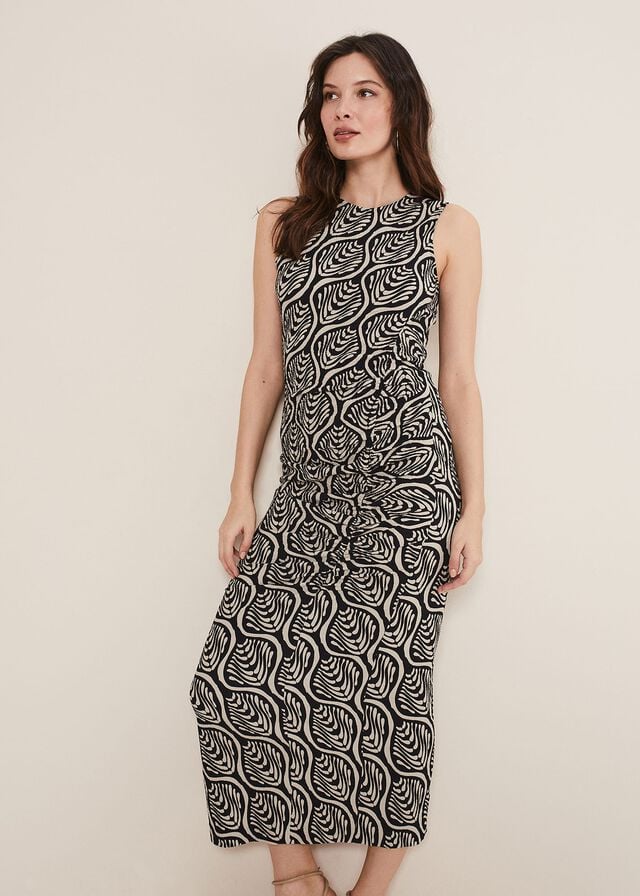 Black Phase Eight Rubie Geo Bodycon Dress | 5238WLMPE