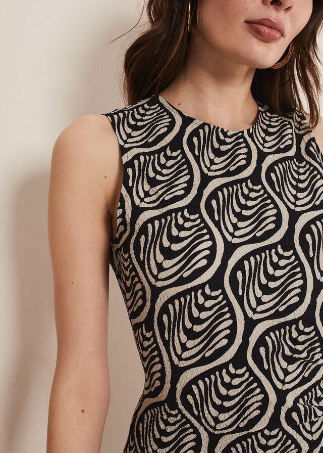 Black Phase Eight Rubie Geo Bodycon Dress | 5238WLMPE