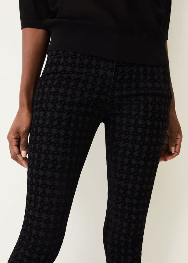Black Phase Eight Sabine Dog Tooth Flock Jeans | 1905QUGVA