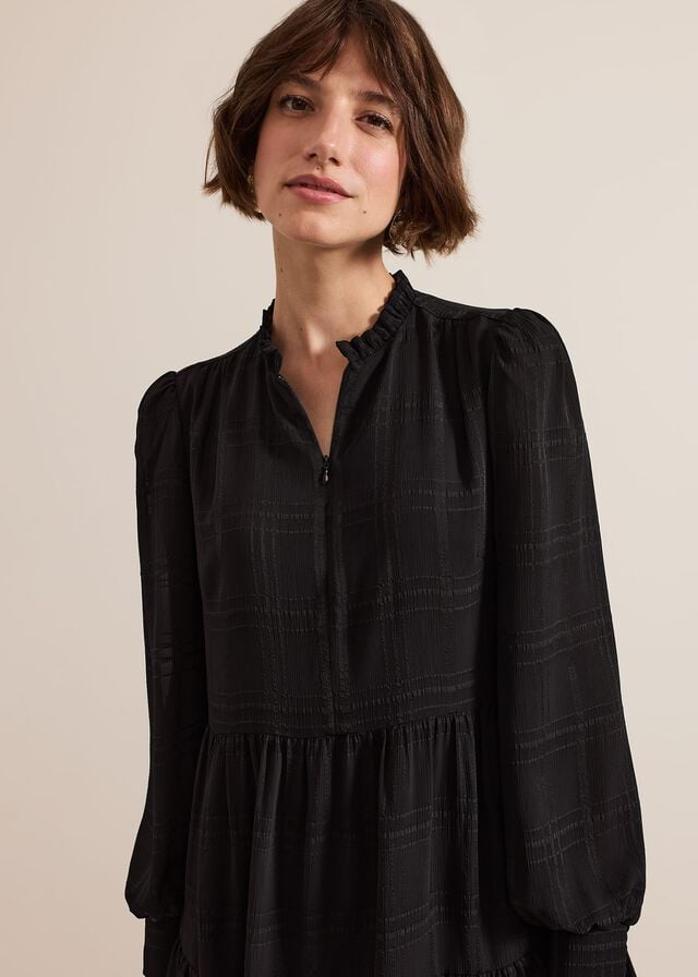 Black Phase Eight Shreya Check Swing Dress | 9281DZEFB