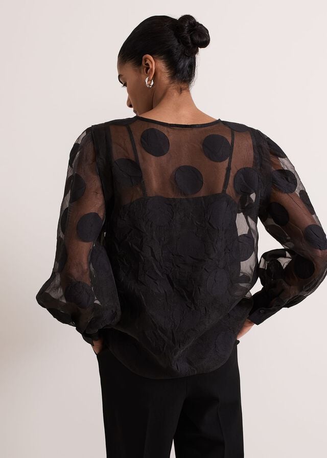 Black Phase Eight Siera Spot Jacquard Shirts | 0812FBHNE