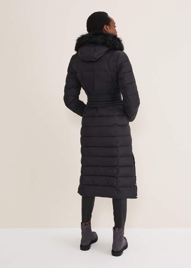 Black Phase Eight Sofie Waisted Puffer Coats | 1245JWCUR