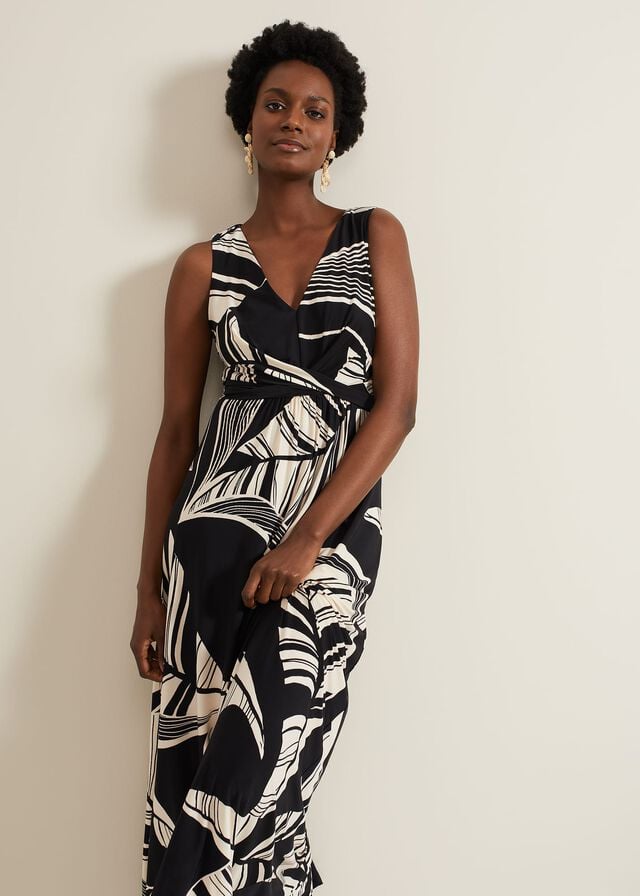 Black / Multicolor Phase Eight Artemis Abstract Dress | 4378INGKS