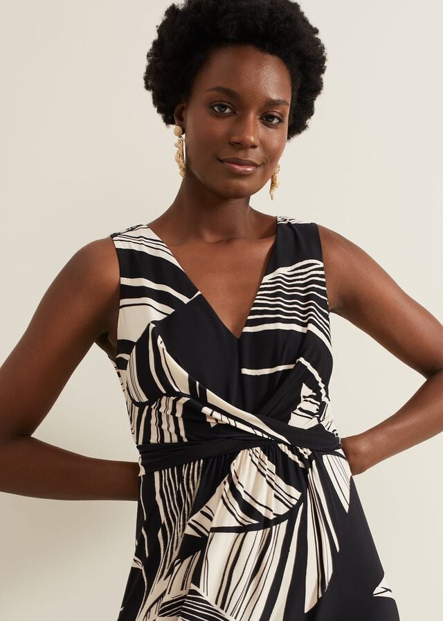 Black / Multicolor Phase Eight Artemis Abstract Dress | 4378INGKS