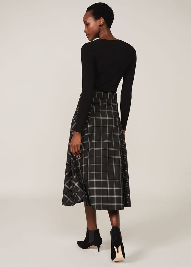 Black / Multicolor Phase Eight Check A Line Skirts | 8213FXUQC