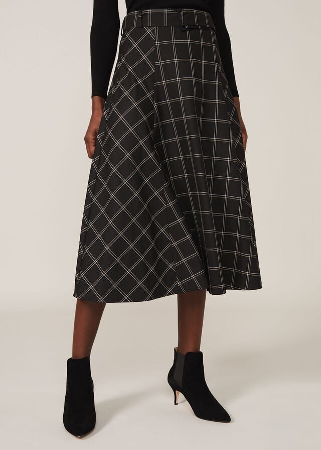 Black / Multicolor Phase Eight Check A Line Skirts | 8213FXUQC