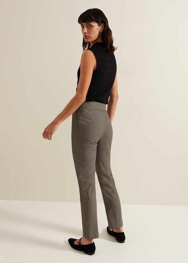 Black / Multicolor Phase Eight Donna Dogtooth Treggings Trousers | 0296RIBHV
