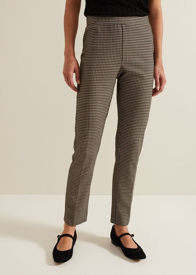 Black / Multicolor Phase Eight Donna Dogtooth Treggings Trousers | 0296RIBHV