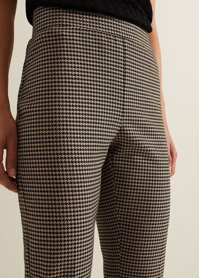 Black / Multicolor Phase Eight Donna Dogtooth Treggings Trousers | 0296RIBHV