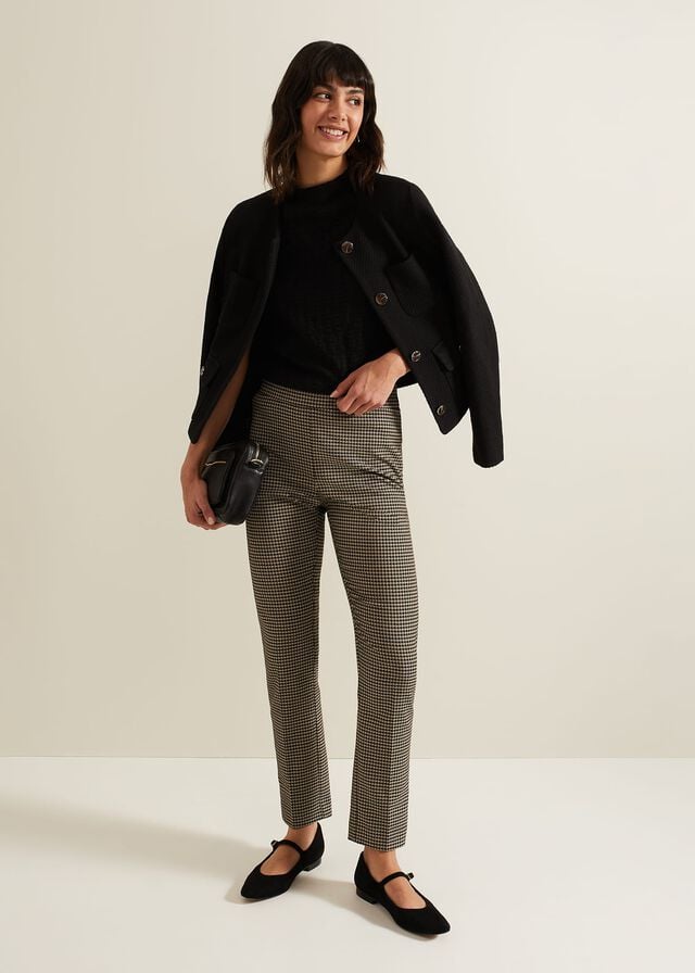 Black / Multicolor Phase Eight Donna Dogtooth Treggings Trousers | 0296RIBHV