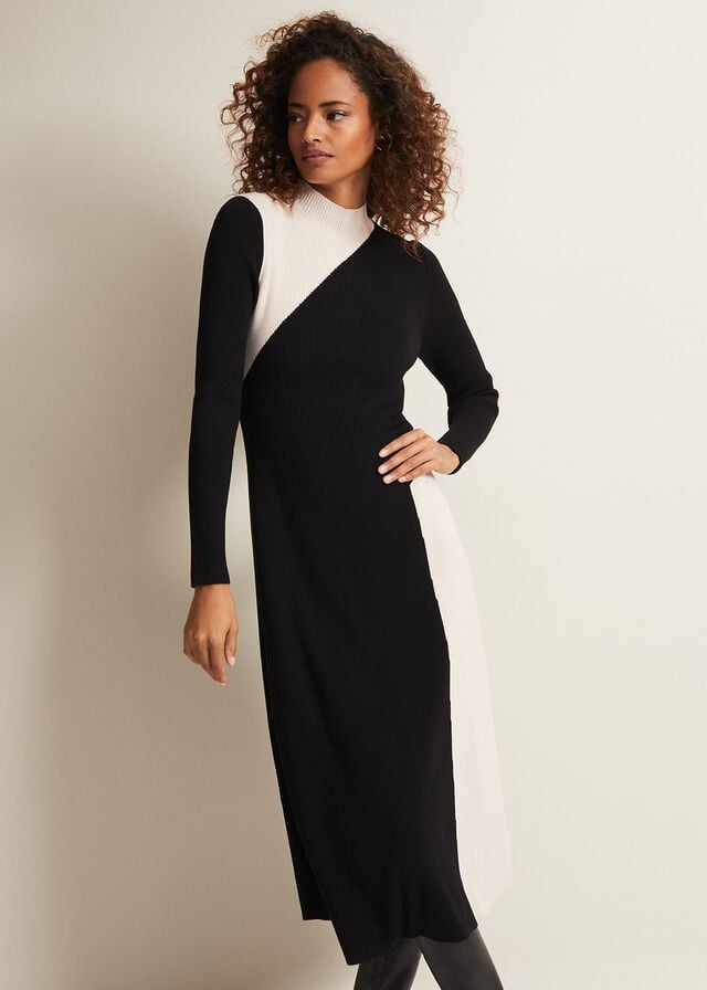 Black / Multicolor Phase Eight Julieted Colourblock Midaxi Knitwear | 4192MRVWL