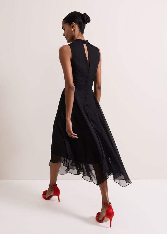 Black / Multicolor Phase Eight Lucia Chiffon Floral Dress | 8241GNUQD