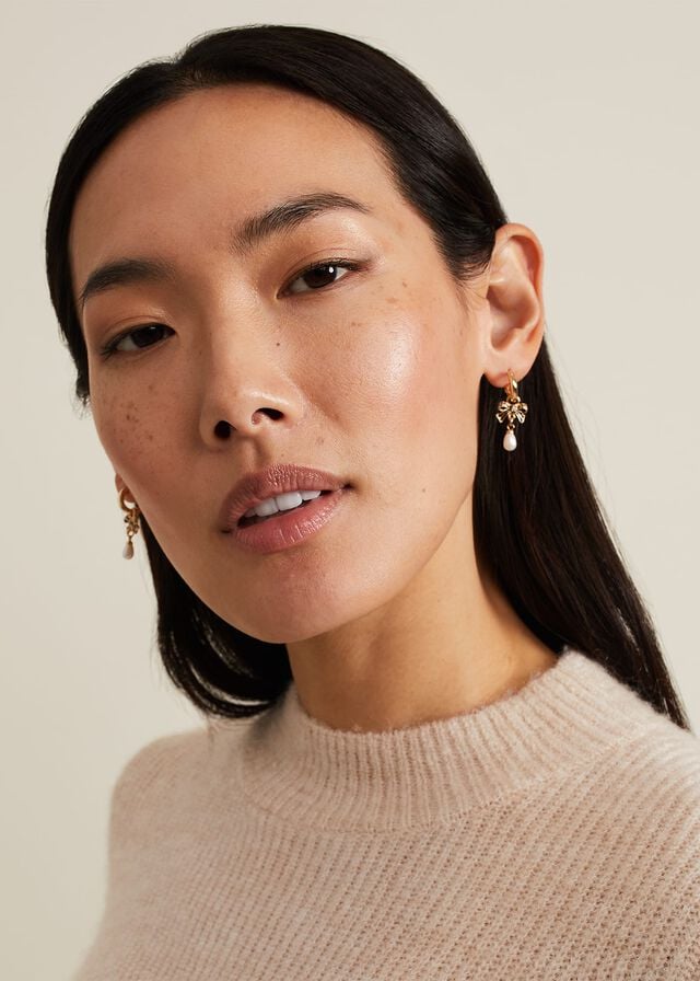 Black / Multicolor Phase Eight Mini Bow Hoop Drops Jewellery | 5238LQNCJ