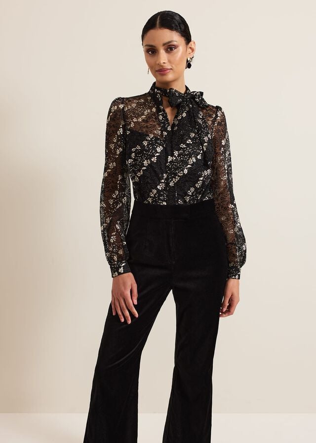 Black / Multicolor Phase Eight Morilla Lace Jumpsuit | 4029UZLAO