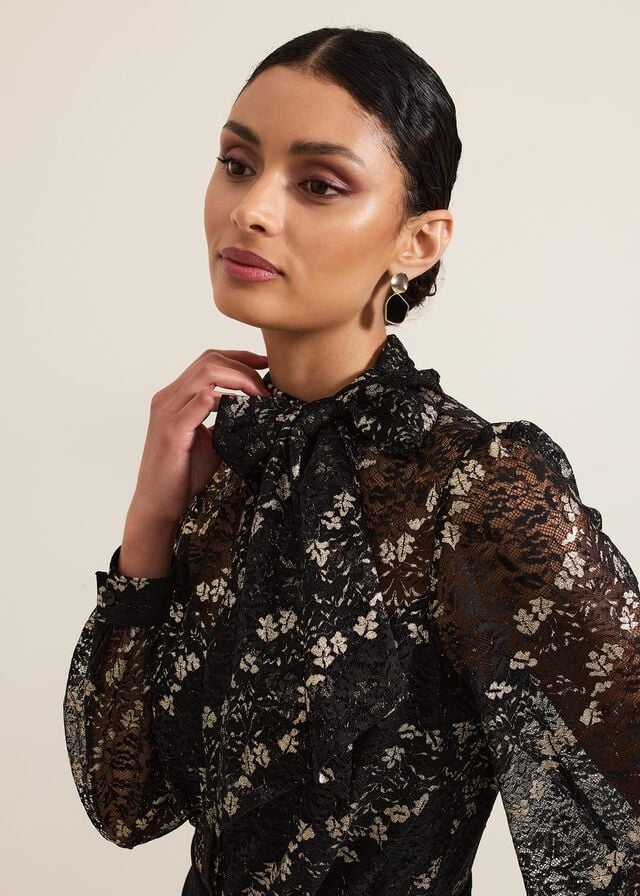 Black / Multicolor Phase Eight Morilla Lace Jumpsuit | 4029UZLAO