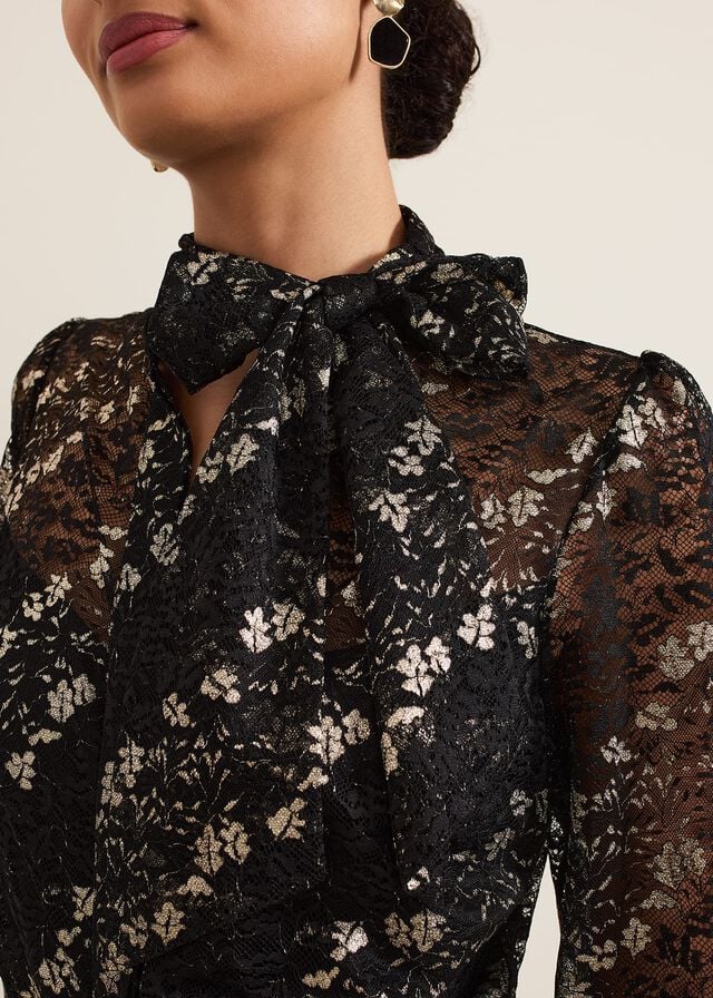 Black / Multicolor Phase Eight Morilla Lace Jumpsuit | 4029UZLAO