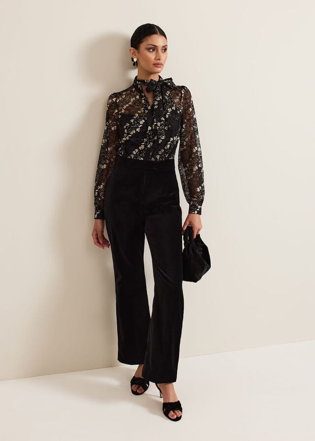 Black / Multicolor Phase Eight Morilla Lace Jumpsuit | 4029UZLAO